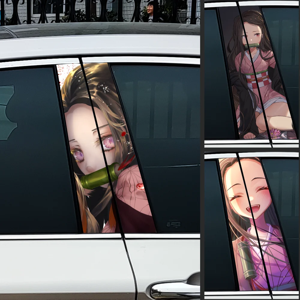 Аниме Nezuko автомобильные наклейки автомобильная виниловая наклейка B-pillar