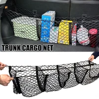 3 or 4 pockets trunk organizer storage net heavy duty cargo net for car suv pickup bed black mesh four metal carabiners