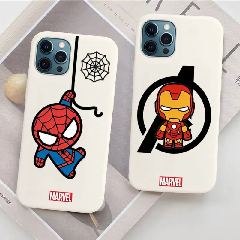 

Marvel The Avengers logo Phone Case for iPhone 11 12 13 Mini Pro Xs Max 8 7 6 6S Plus X XR Solid Candy Color Case