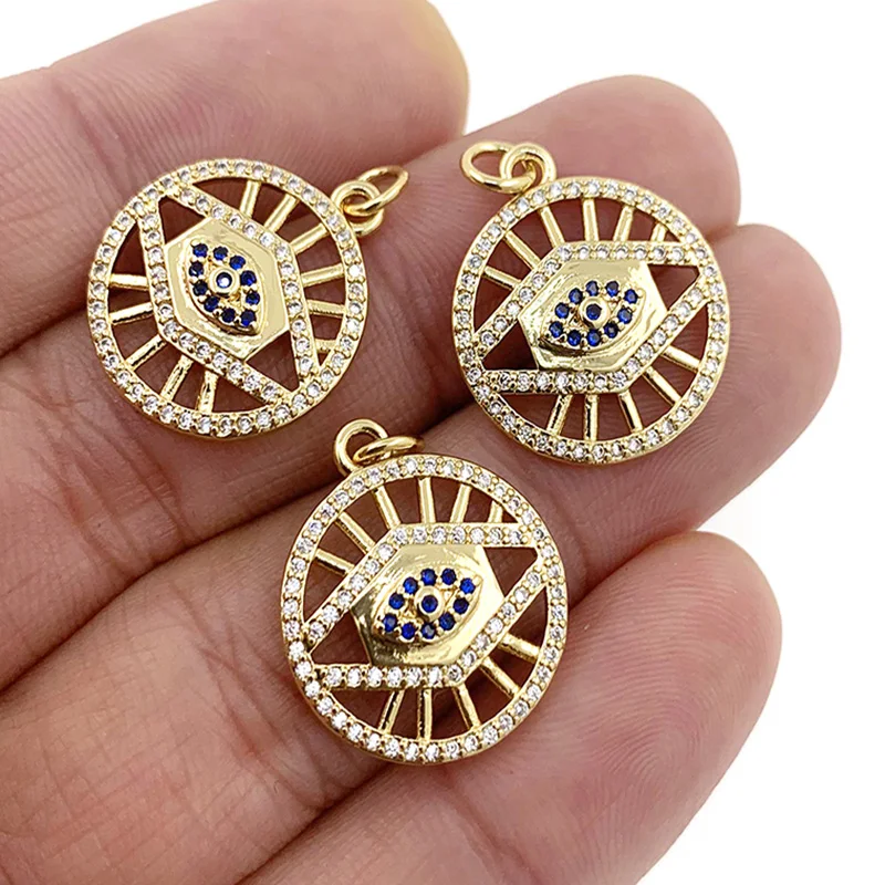 

Fashion Round Heart/Evil Eye/Geometry/Moon/Sun Necklace Pendant Gold Plated Zircon Minimakist Jewelry Accessories For Men Women