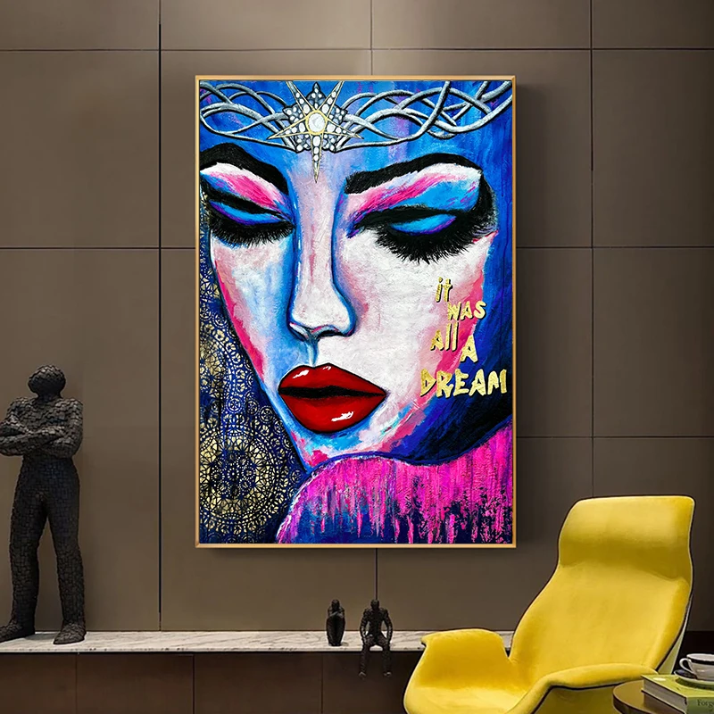 Абстрактная Картина на холсте Женская портретная картина маслом искусство ткани