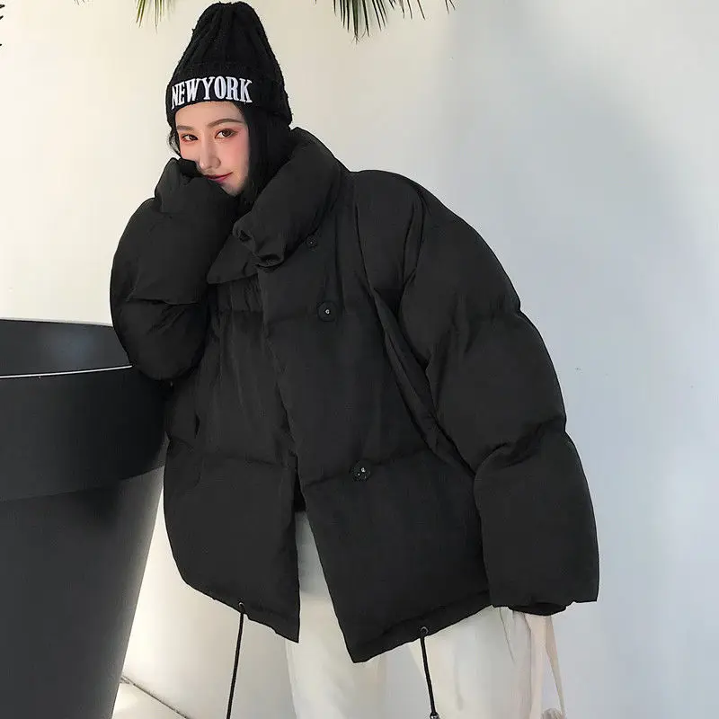 Autumn and Winter New Korean Version Loose Casual Solid Color All-match Down Jacket Plus Velvet Thick Thick Warm Jacket