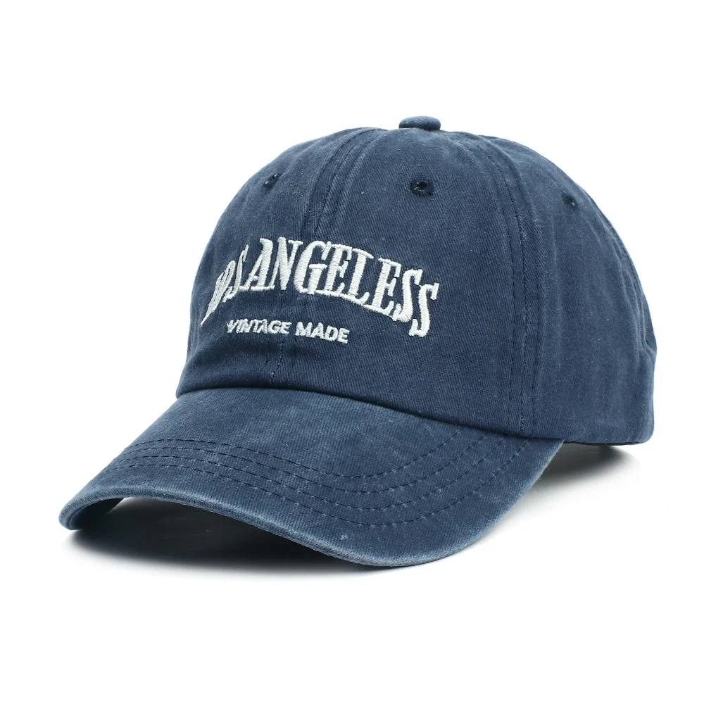 

Men's Baseball Cap Women's Summer Snapback Caps Los Angeles Letter Embroidery Cotton Retro Washed Denim Hat Male Beach
