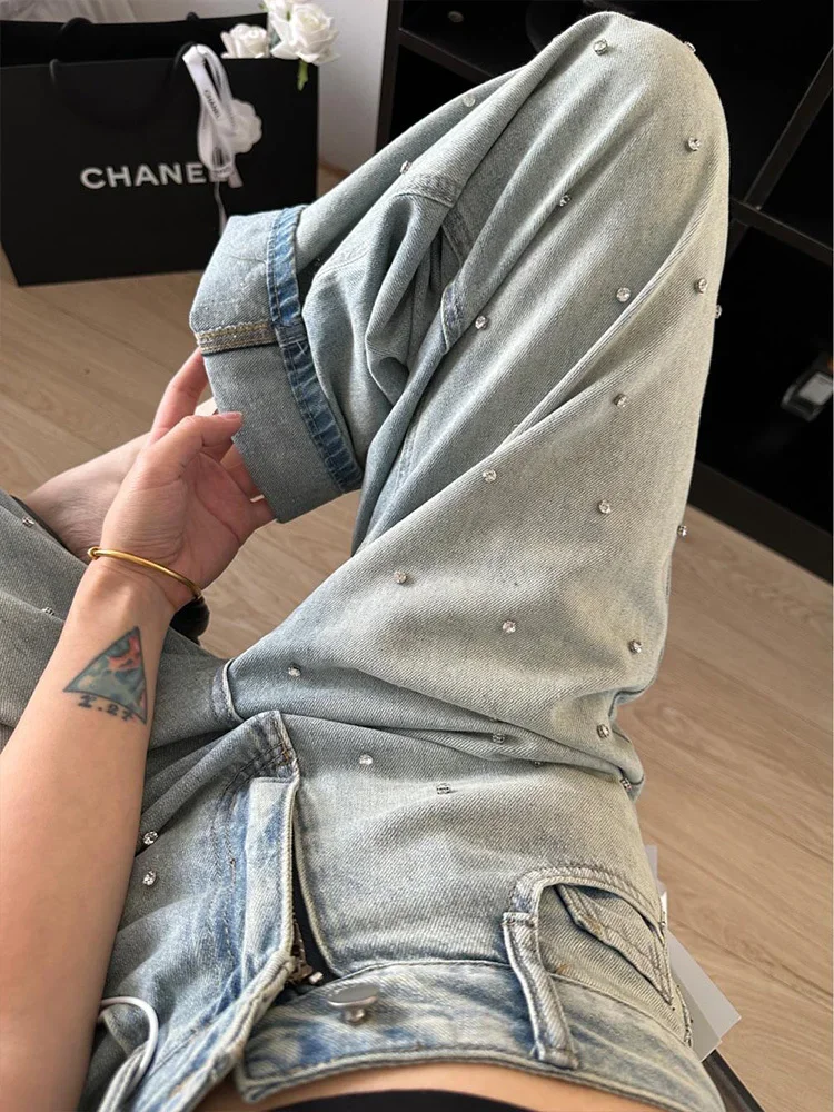 Женские свободные плиссированные джинсы с высокой талией