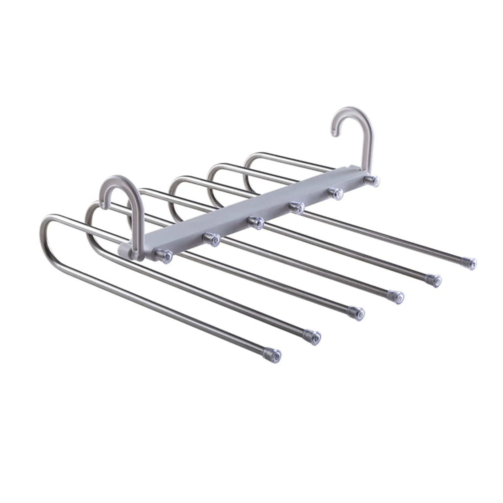 

6 In 1 Stainless Steel Portable Non Slip Clothes Organizer Wardrobe Space Saving For Pants Trouser Hanger Storage Durable Home
