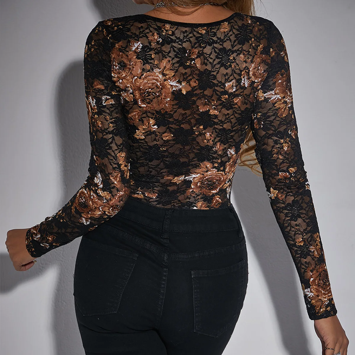 Винтажный стиль цветочное кружево квадратный воротник стальное кольцо