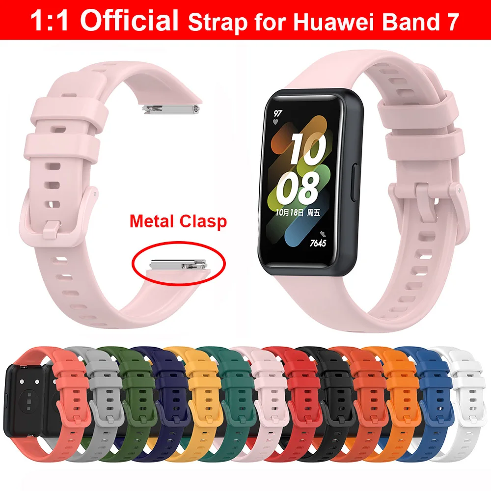 

Official Strap Replacement for Huawei Band 7 Smartwatch Watchband Bracelet Replacement Sport TPU Band Soft with Metal Connectors
