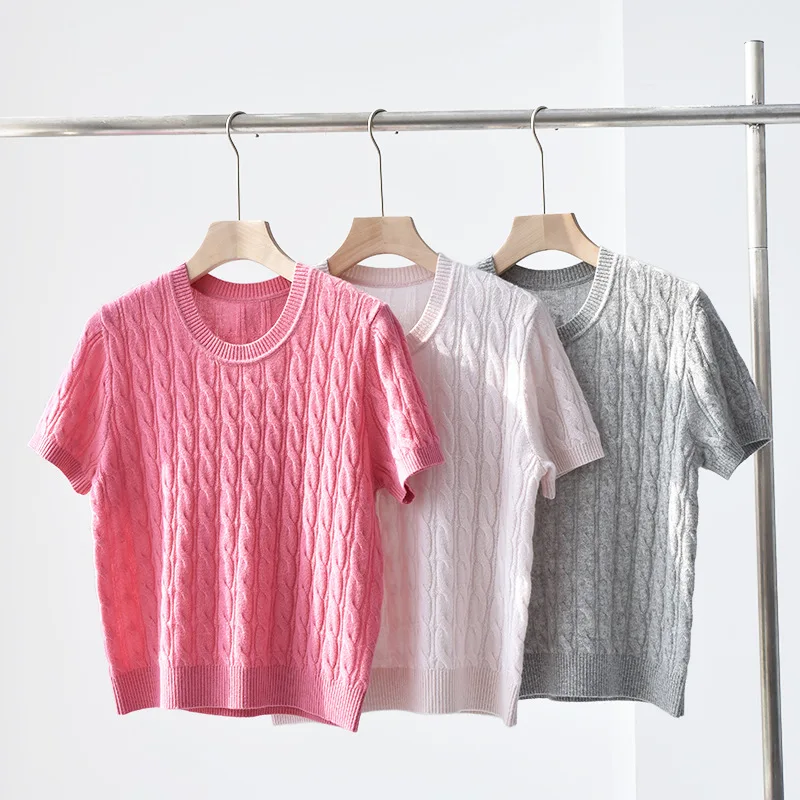 

Новинка весна-осень кашемировый свитер с коротким рукавом с круглым вырезом короткий свитер в стиле ретро мягкий восковой трикотажный топ