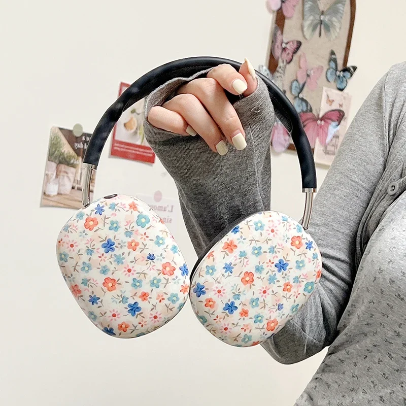 Защитный чехол с зелеными цветами для наушников Apple Airpods Max