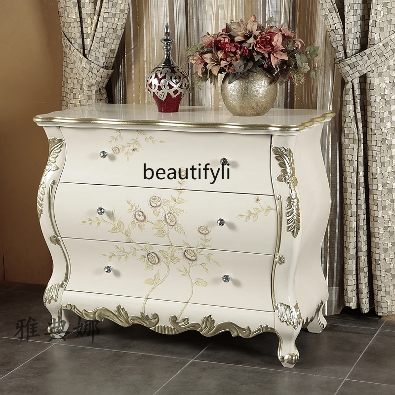

yj European Style Entrance Cabinet Sideboard Cabinet Living Room Curio Cabinet Foyer Hallway Three-Bucket Cabinet