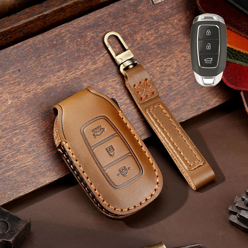

Remote Control Crazy Horse Leather 5 button Hyundai Lafesta La Festa Car Key Case Cover Shell Fob Keychain