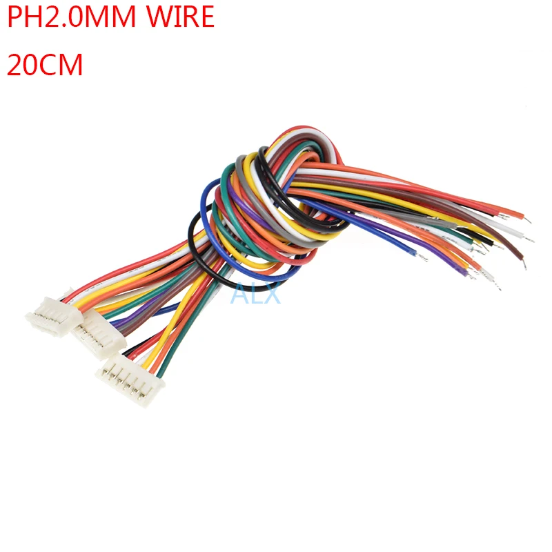 

10/20 шт. 20 см ph2.0 2/3/4/5/6/7/8/9/10-контактный разъем с кабельным проводом 2p/3p/4p/5p/6p/7p/8p/9p/10p, шаг 2,0 мм