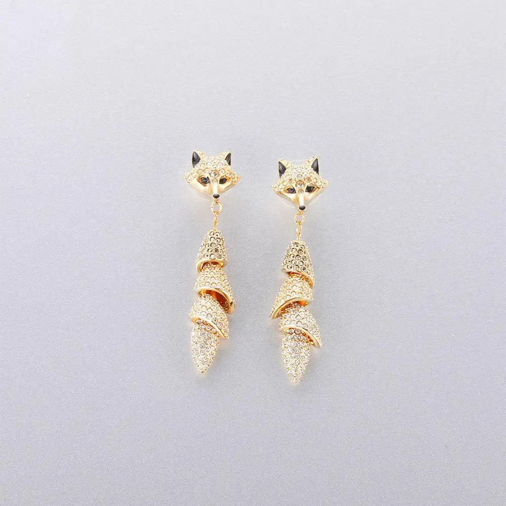 

2022 New earrings Europe Crystal from Swarovskis Creative inlaid zircon gold fox tassel earrings Fit Women and female