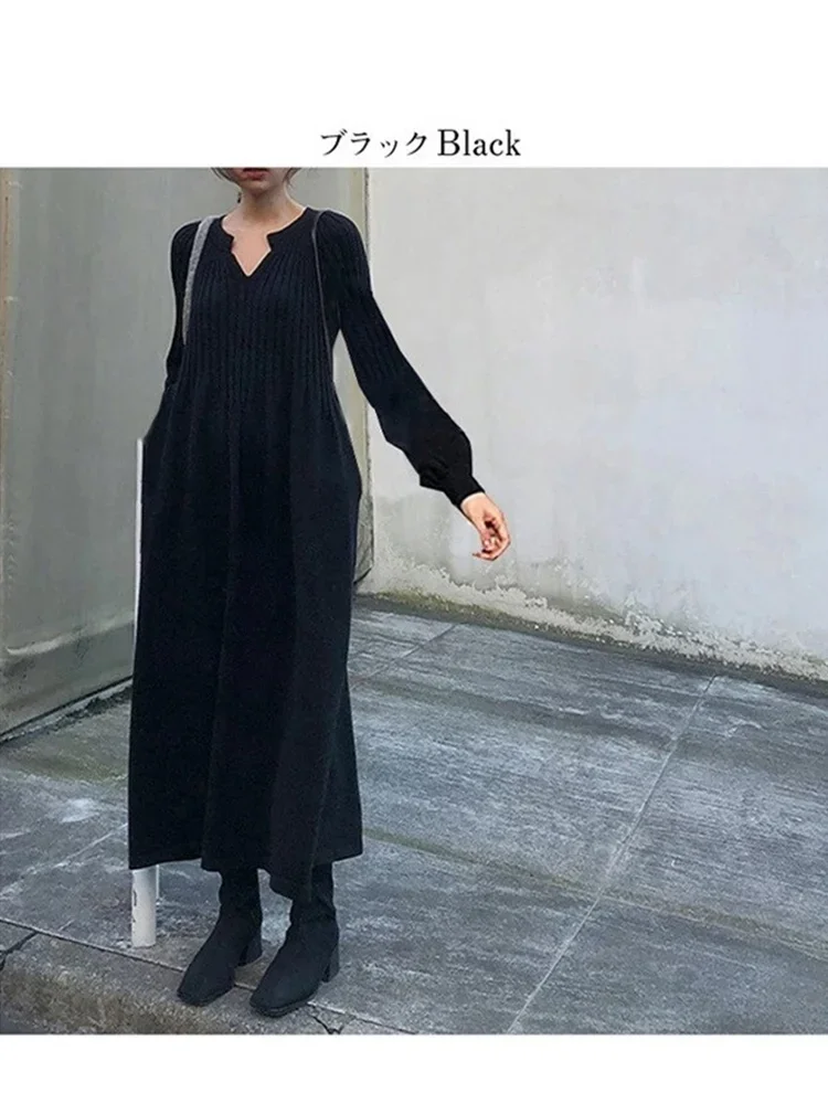 Уникальное лучшее качество 2024 осень-зима ретро шикарное вязаное базовое платье с