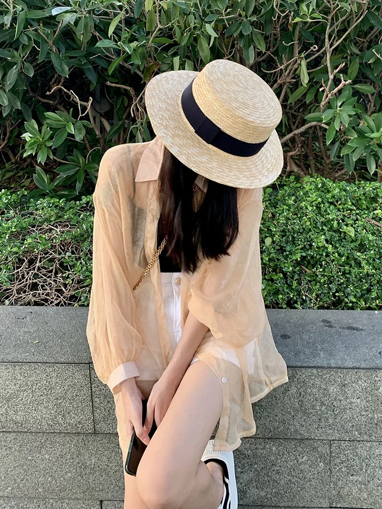 Модная женская блузка летняя шифоновая Солнцезащитная одежда рубашка и кардиган