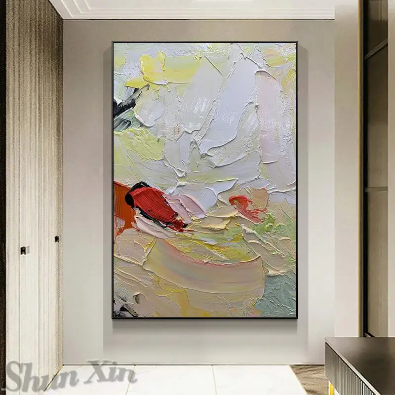 

Hand-painted Oil Painting On Canvas Color Block Thick 3D Textured Living Room Bedroom Wall Art Decor Hanging Mural Unframed