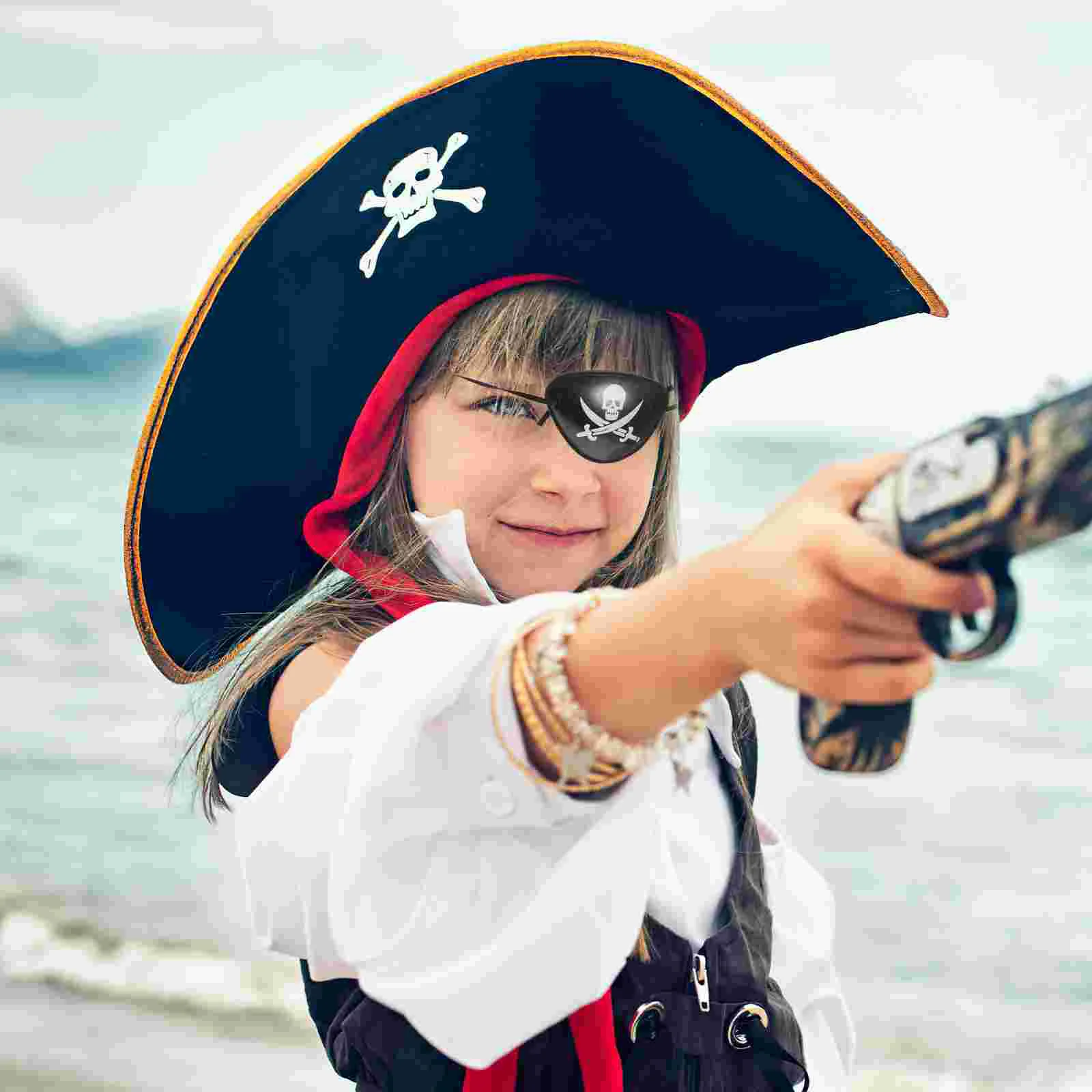 

2 Pcs Pirate Accessories Cosplay Hat Captain Costume Props Masquerade Eye Patch