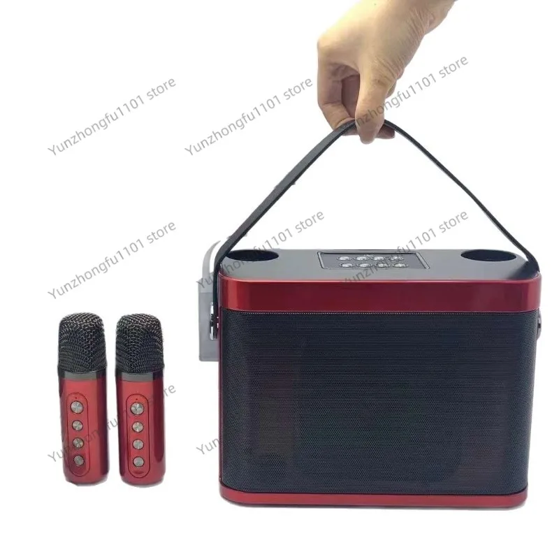 Фото Беспроводная Bluetooth-колонка YS219K с двумя микрофонами, портативная, для дома и улицы, мобильная, стереосистема KTV №1