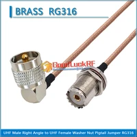 dual pl259 so239 uhf male 90 degree right angle to uhf female waterproof bulkhead pigtail jumper rg316 extend cable low loss