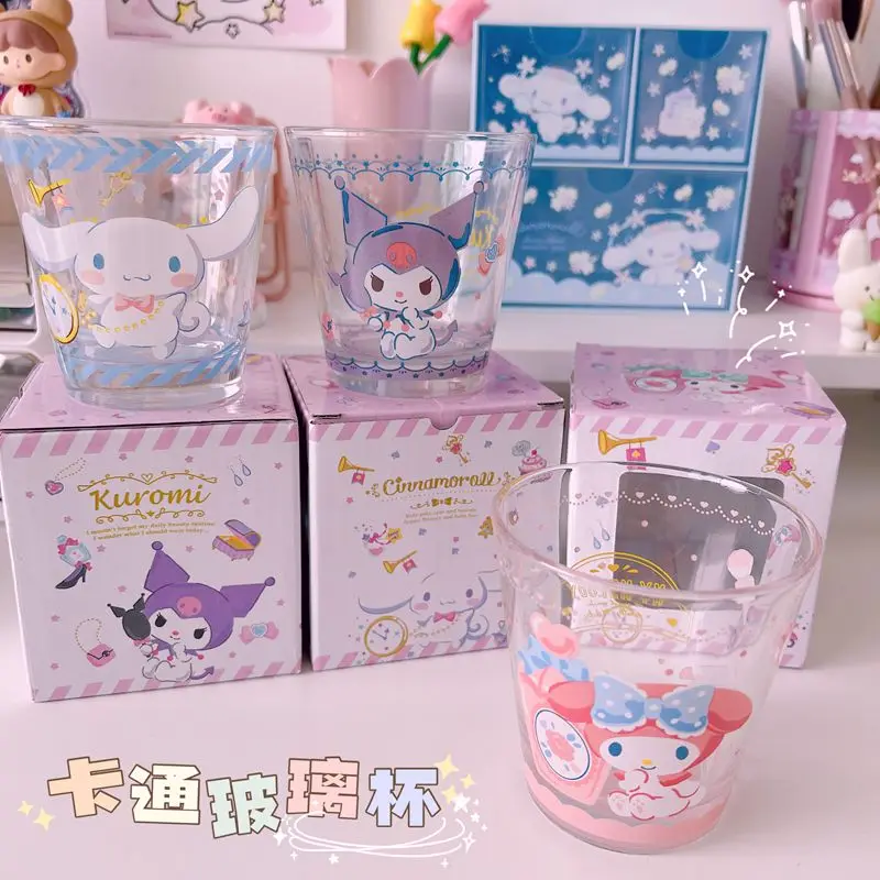 Kawaii Cinnamoroll My Melody Kuromi термостойкая стеклянная чашка для детей аниме Sanrioed домашняя