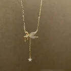 VOQ серебряный цвет Ангел Звезда кисточка ожерелье Женская Цепь до ключиц светильник кие Роскошные Ювелирные изделия Подарки