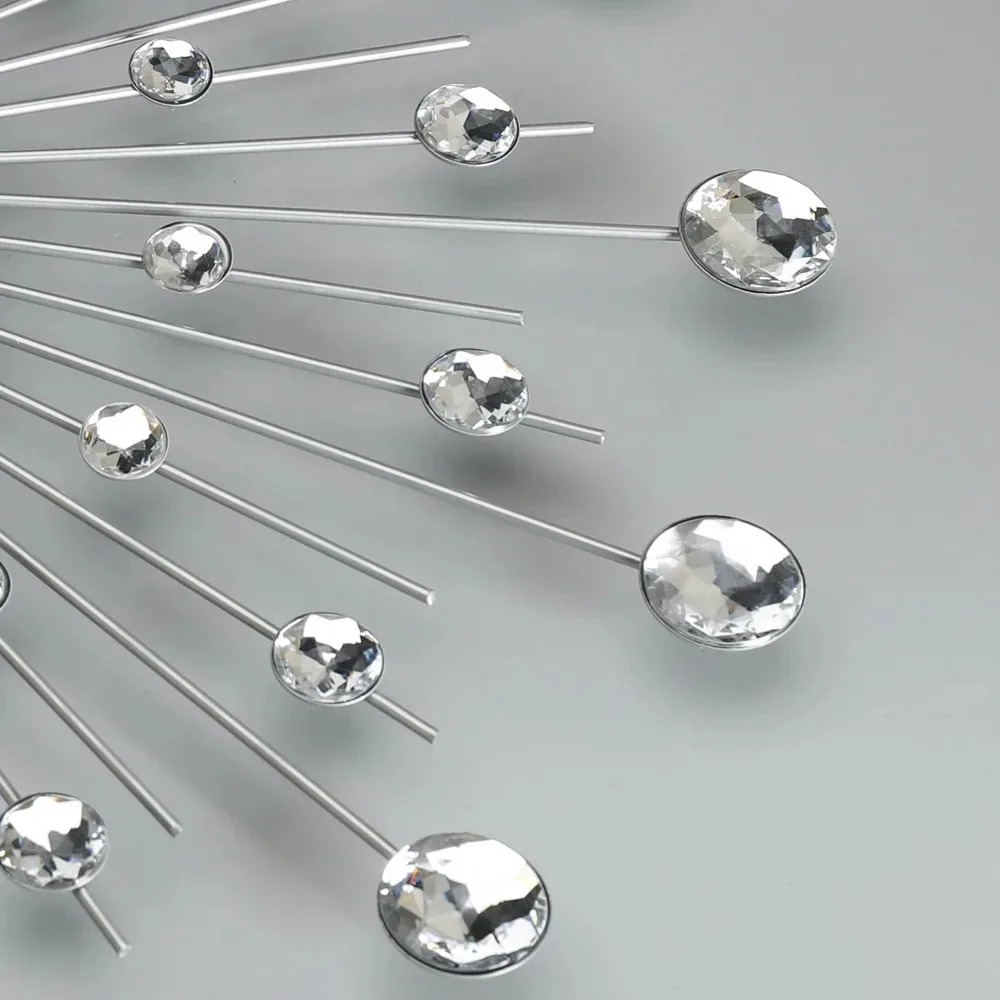 Круглые металлические настенные часы с кристаллами и бисером 38/50 см