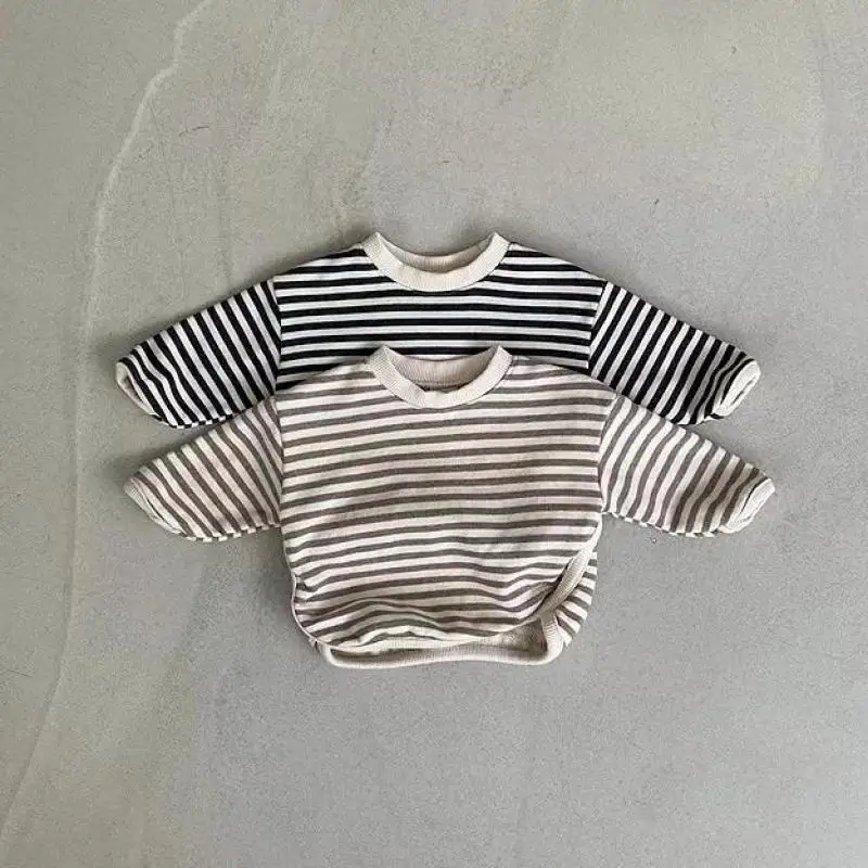 

Baby Boy Casual Striped Loose Long Sleeves Tops Kid Pullover Simple Sweatshirts Toddler Girls Cotton Soft Comfortable Clothes