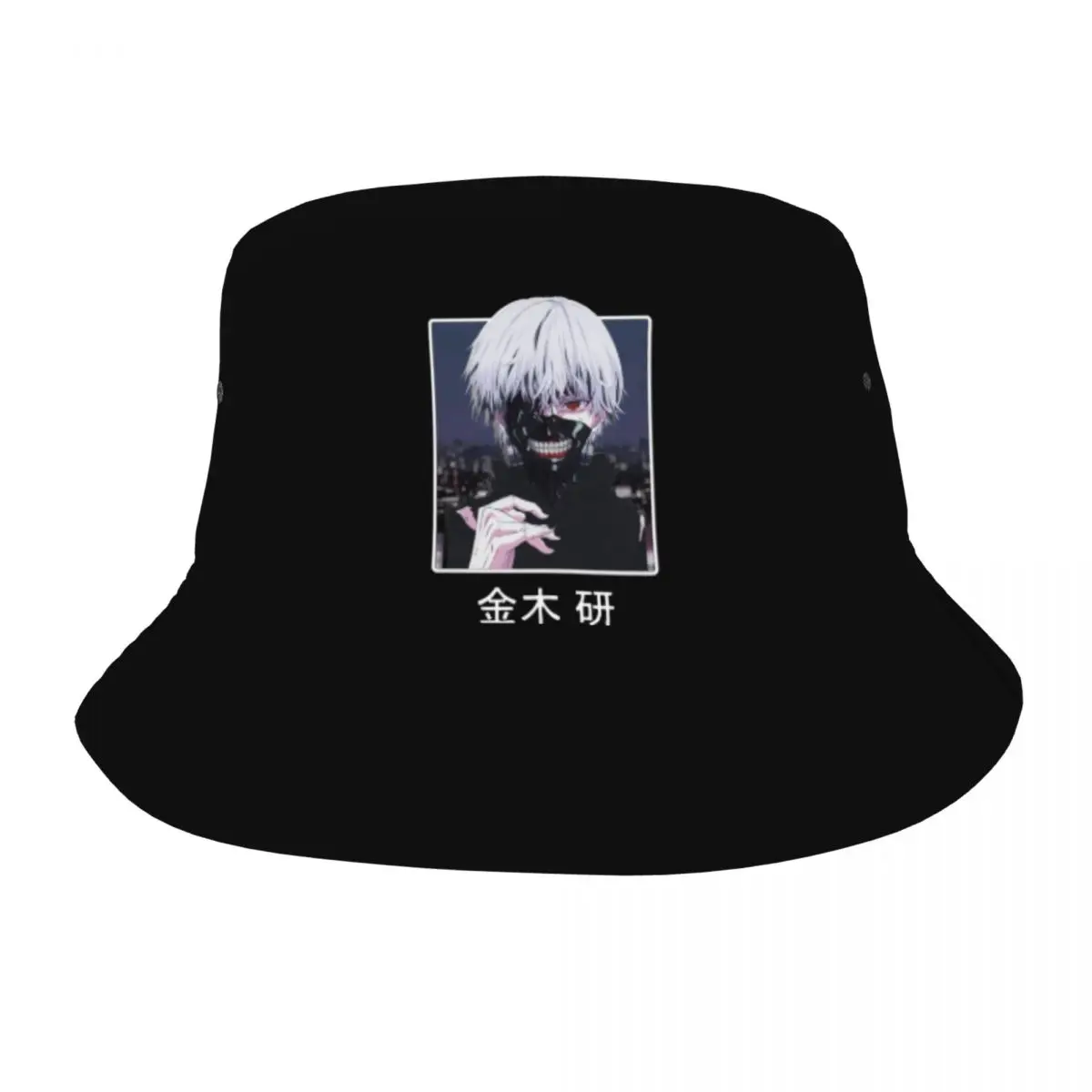 

Kaneki Ken On An Anime City Tokyo Ghoul Bucket Hats for Unisex Summer Sun Hat Harajuku Teen Outdoor Fishing Cap Bob Hat