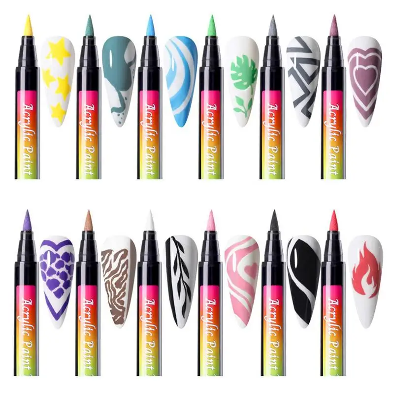 

Portable Nail Art Equipment For Draw Abstract Lines Hook Line Graffiti | Nail Art Graffiti Pen | 12Pcs Quick Dry Waterbased Mark