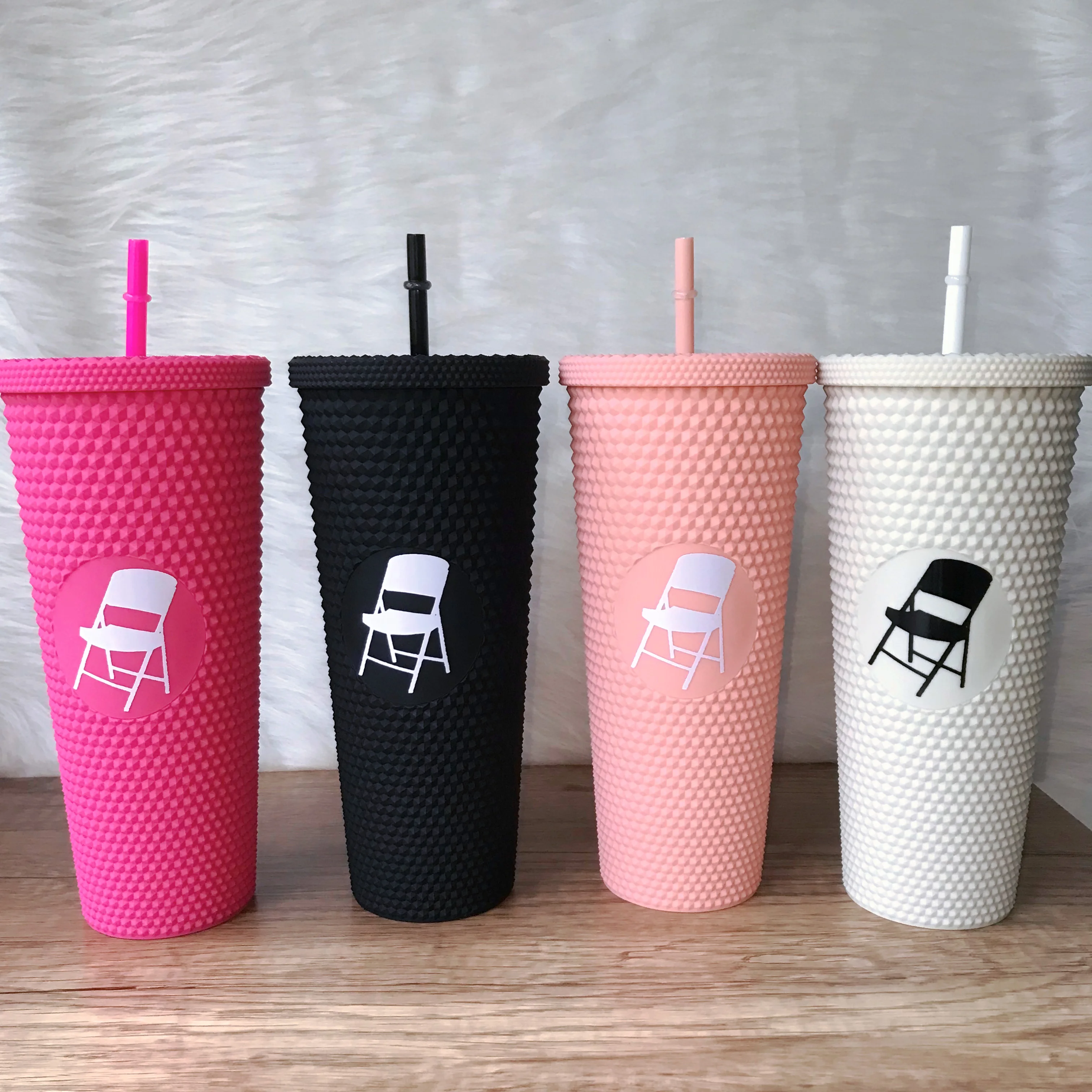 Tumbler 24oz Studded Tumbler With Straw Lid Bpa Free Alabama Brawl Folding Chair Tumbler Travel Cup Water Bottle