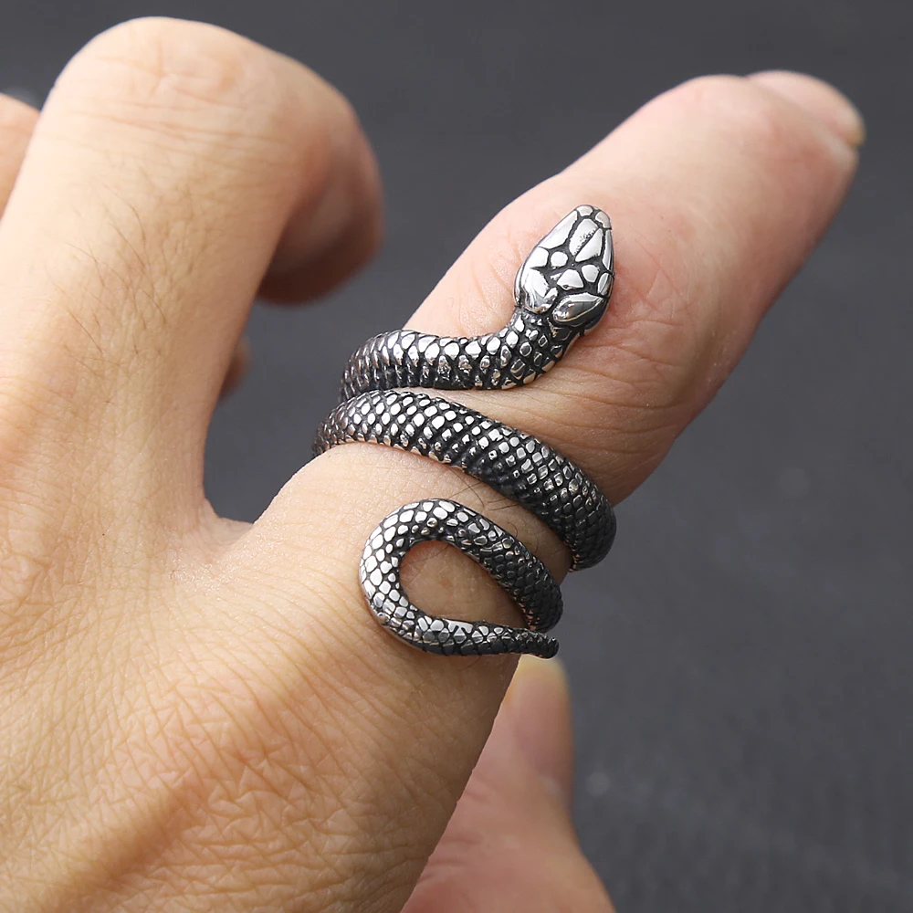 

Vintage Python Ring Men's Personality Stainless Steel Snake Ring Motorcycle Party Punk Style Biker Ring for Men Women Jewelry