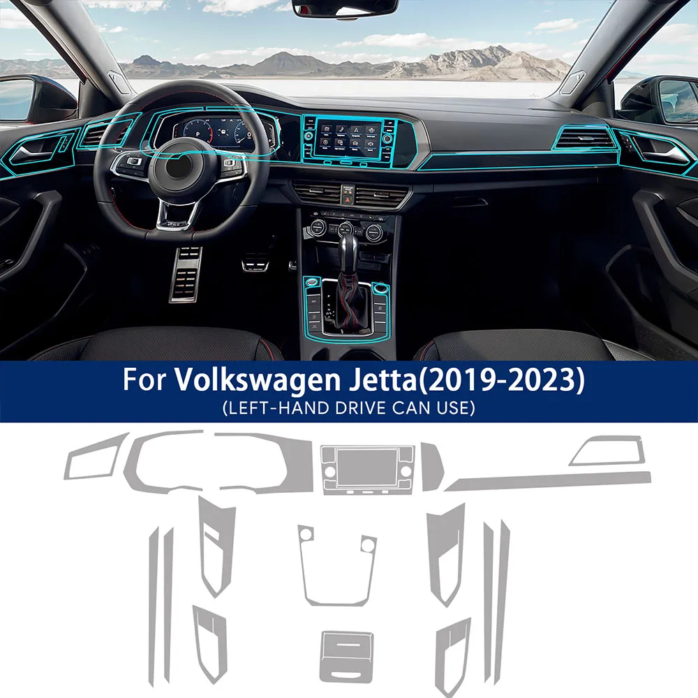 

Внутренняя пленка из ТПУ для Volkswagen VW Jetta 2019-2023, автомобильные наклейки, экран центральной консоли, приборная панель, наклейка на панель двери, окна