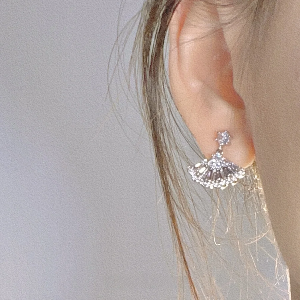 Ziluo Secret Fan новые китайские серьги в форме веера с фиолетовым цирконием легкие