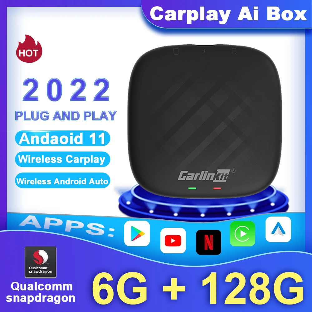 CarPlay Ai Box Android беспроводной Авто Netflix Youtube GPS 4G LTE SIM Wi-Fi подключение потоковой
