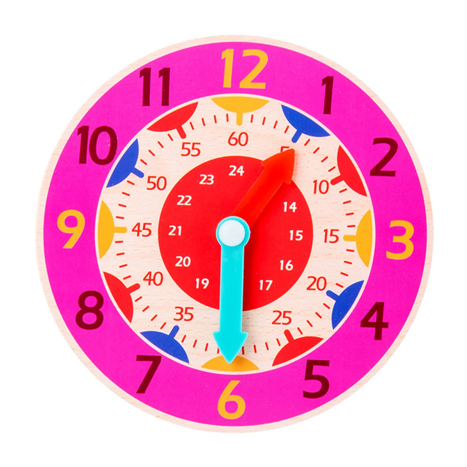 

Smooth Learning Montessori Toy Teaching Aid Kids Children Preschool Burr Free Round Colorful Wooden Clock Early Education Home