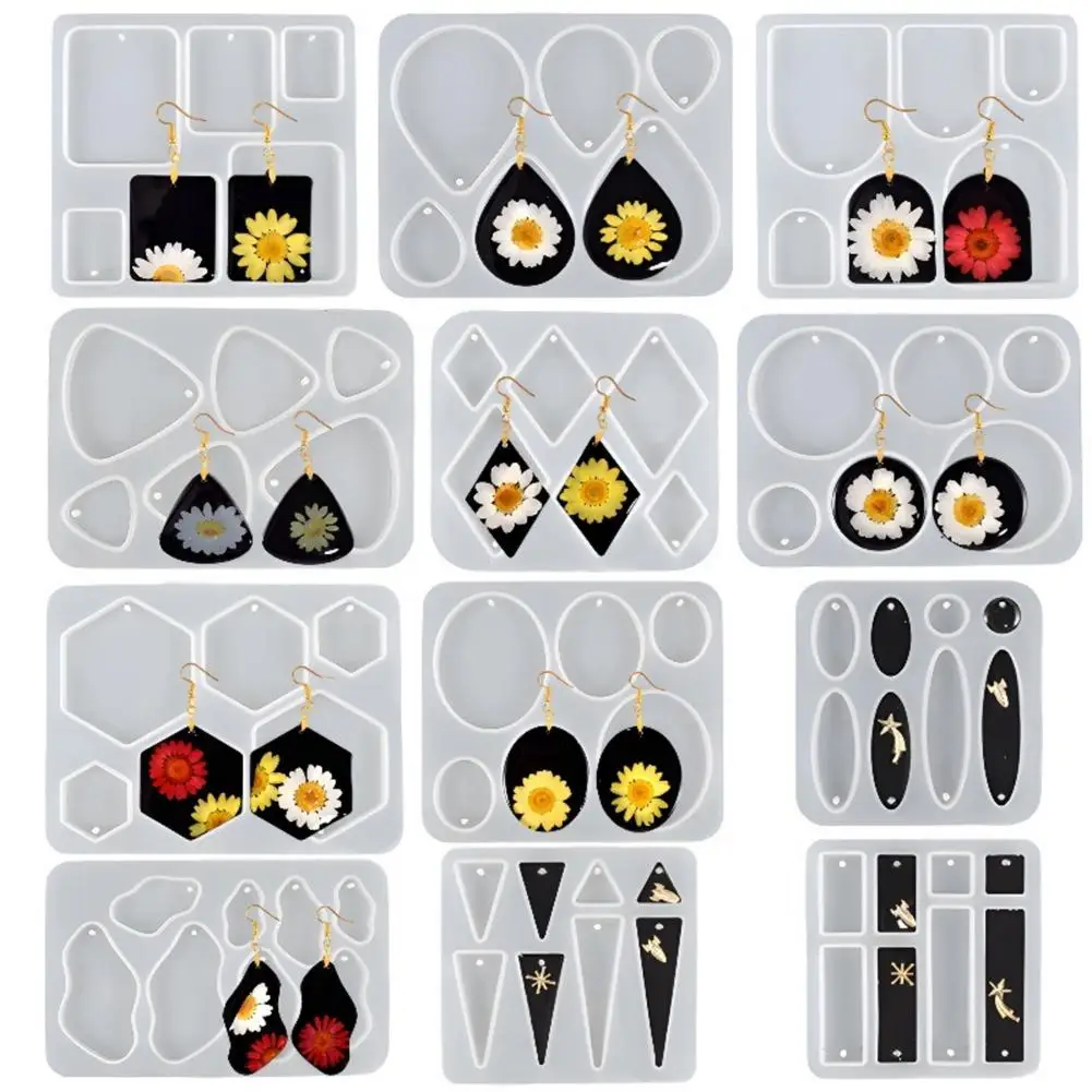 

12pcs Silicone Earring Molds Set Oval Hexagonal Earrings Epoxy Resin Pendant Molds For Women Girls Jewelry Making DIY Tools
