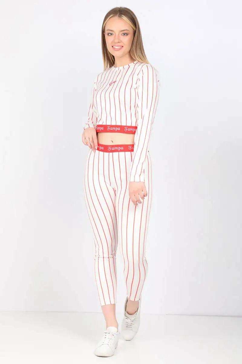 

Women's Orange Striped Long Sleeve Tights Suit