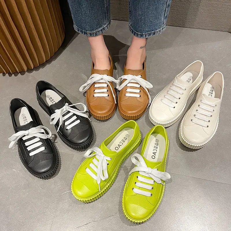 Rain Boots For Women Bright Color Low Top Shoes Waterproof 2023 Spring Summer Female Casual Shoes Rubber Rain Boots Size 40