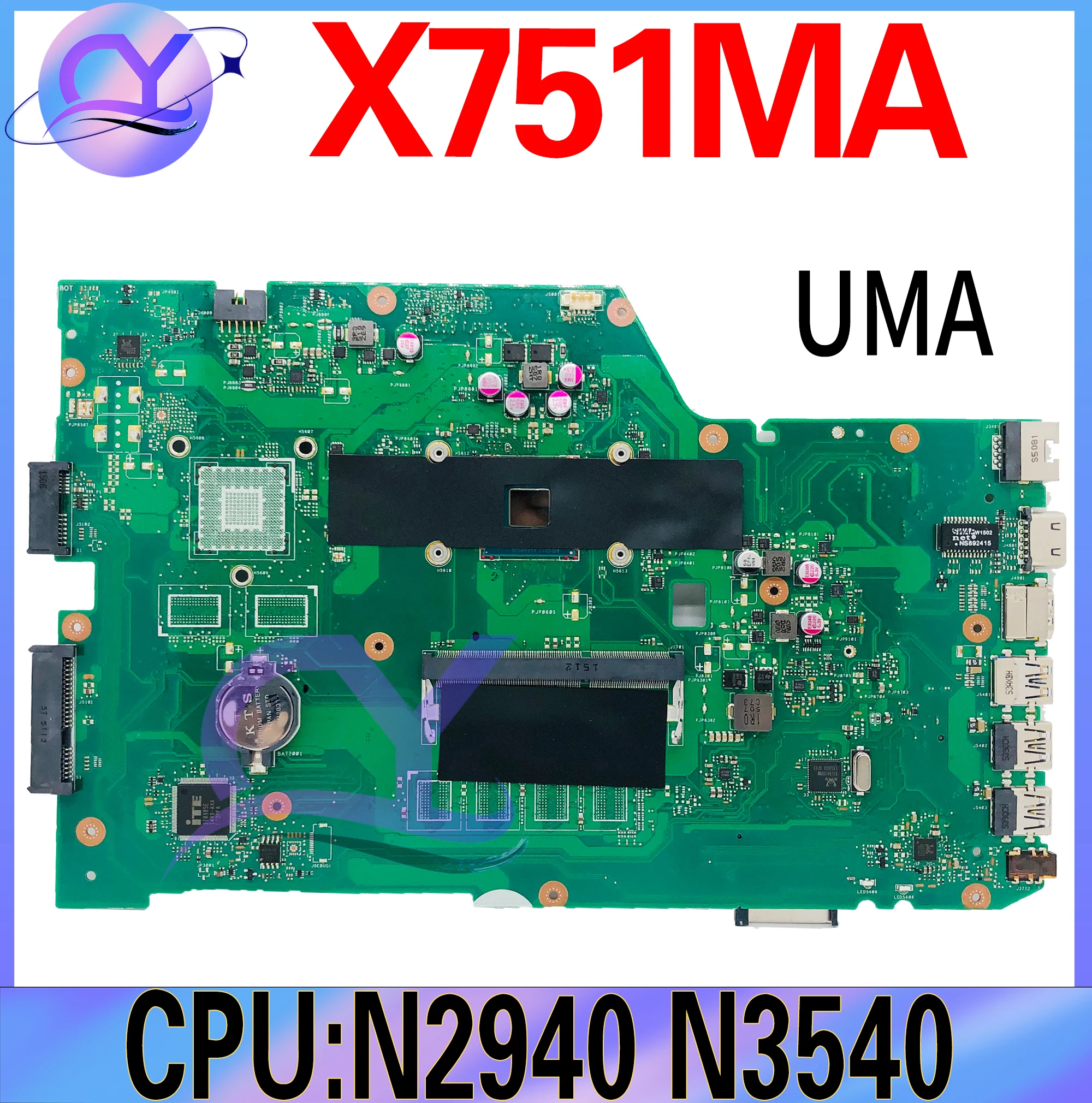 

KEFU X751MA Mainboard For ASUS X751MD K751M K751MA R752M R752MA X751MJ Laptop Motherboard N2940 N3540 CPU UMA 100% Working Well