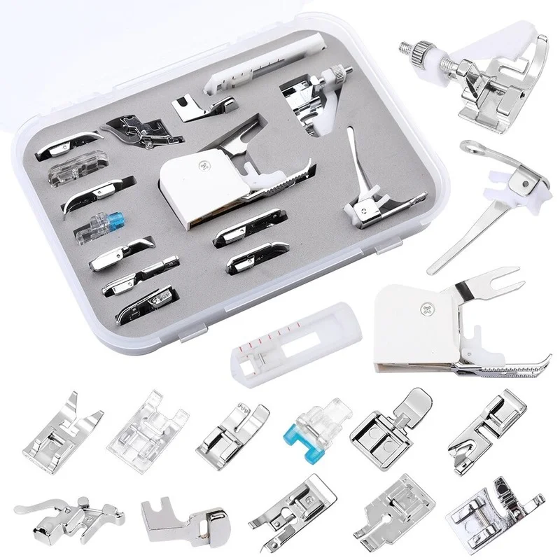 

15pc Sewing Machine Presser Foot Feet with Box Universal General Purpose Presser Foot Shank Parts Sewing Machines Accessories