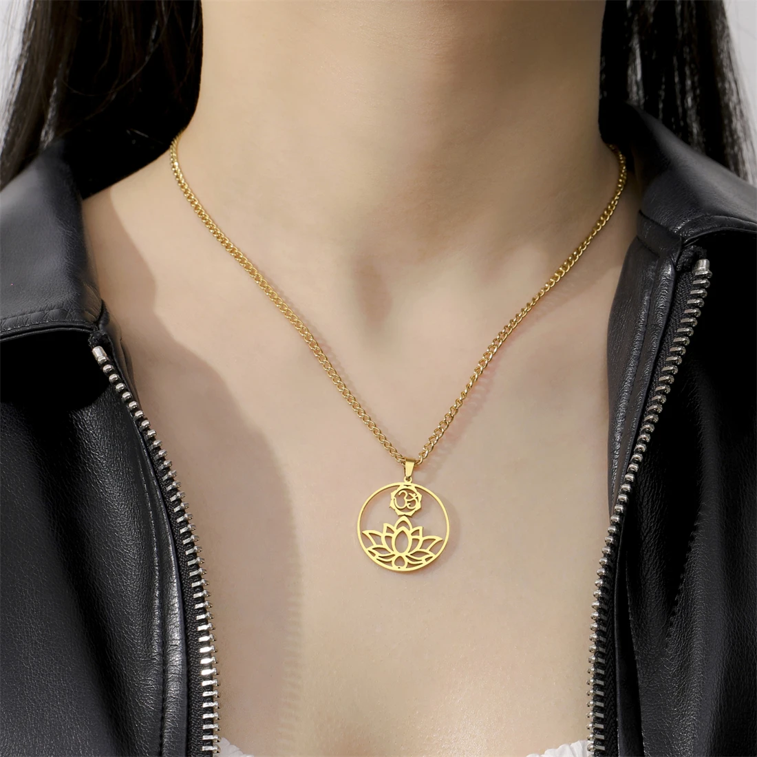 EUEAVAN OM символ йога кулон ожерелье для женщин из нержавеющей стали полые ожерелья