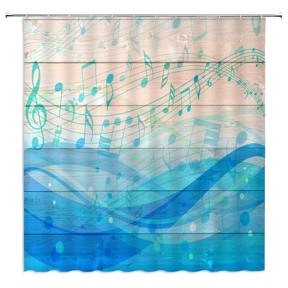 

Занавеска для душа в ванную комнату, винтажная занавеска для душа с музыкальным 3D рисунком под дерево, занавеска из полиэстера, водонепроницаемая декоративная занавеска для дома
