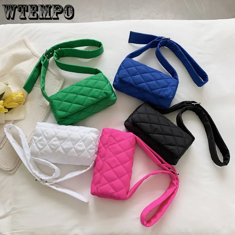 Fashion Space Pad Cotton Women Shoulder Bags Winter Nylon Padded Quilted Shopper Bags Female Casual Crossbody Bags Handbags