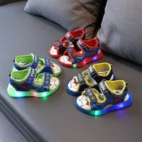 New Kids Sandals Summer New Fashion Carton Beach Shoes for Boys Children Breathable Led Light Spider Casual Walking Sandals
