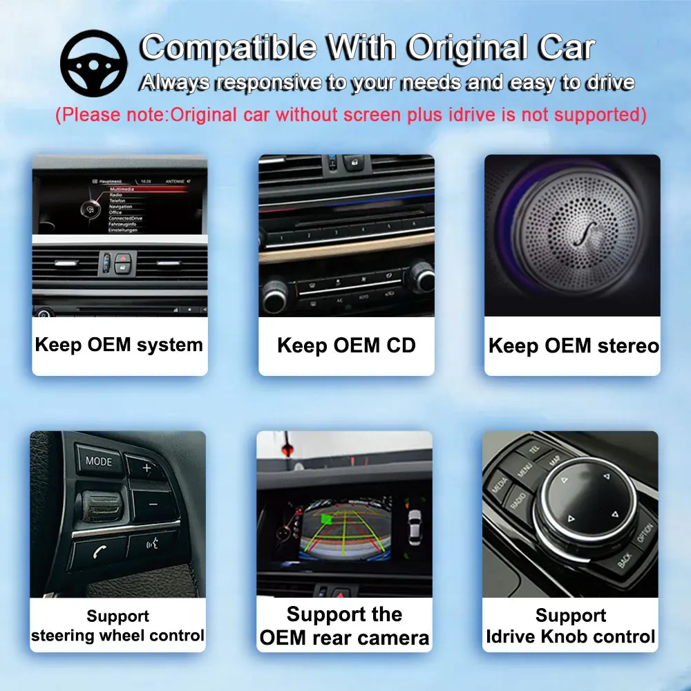 Фото Интеллектуальный автомобильный радиоприемник для BMW X1 E84 2010-2015 без оригинального экрана, система CIC, Carplay, Android Auto, DSP, стерео, GPS №4