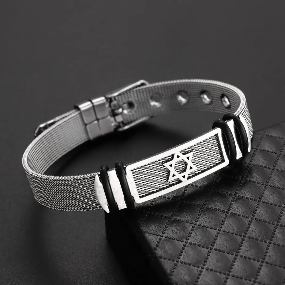 Новый простой металлический браслет из нержавеющей стали с шестиконечными