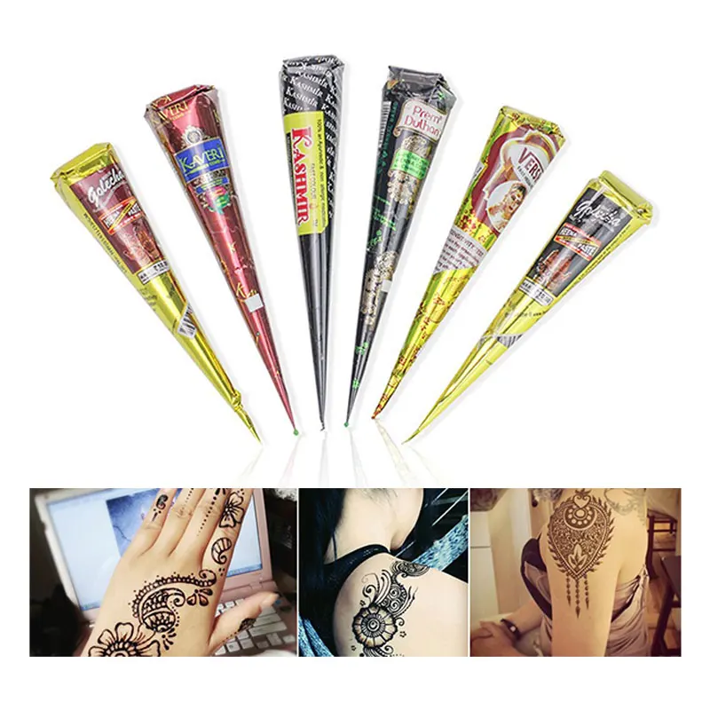 

Натуральная профессиональная индийская тату-паста из хны, конусная краска для тела, временная наклейка для боди-арта, краска для тела Менди