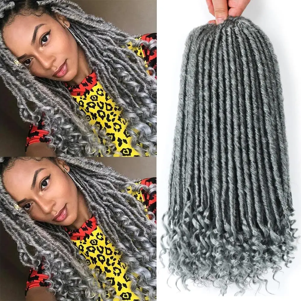 

Synthetic Goddess Faux Locs Curly Crochet Braids Hair Ombre River Locs Braiding Hair Extension 16 20inch Soft Natural Braid