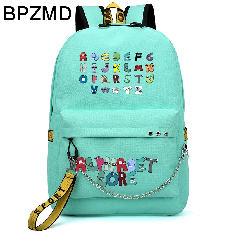 

Green Original Alphabet Lore Backpack Girl Women Usb Charge Game Canvas Backpack for Student Schoolbag Chain Anti-Theft Backpack