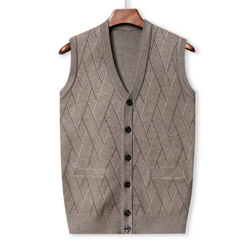Мужской жилет без рукавов с V-образным вырезом классический деловой трикотажный